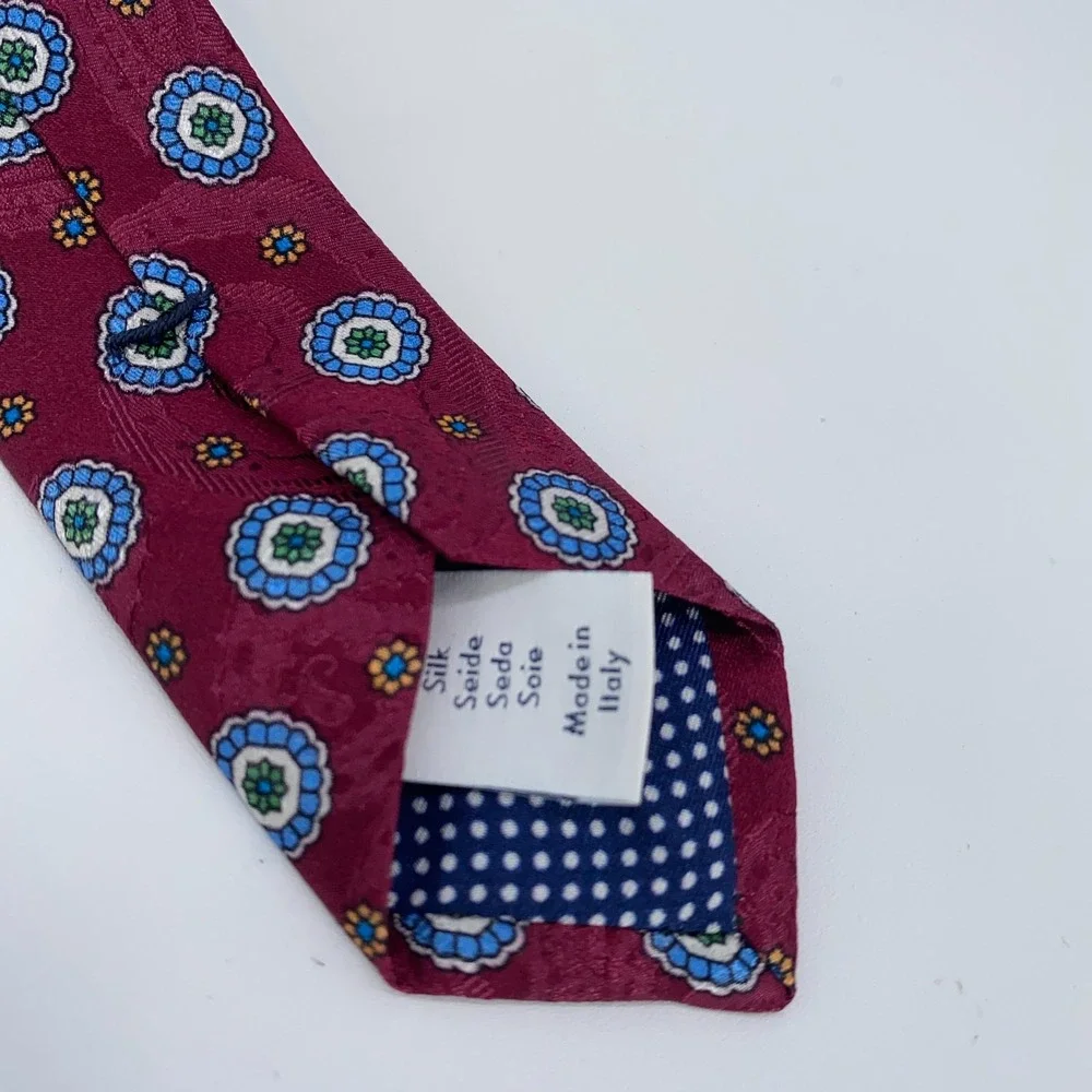 Eton Tie Mens One Size Colorful Floral Silk Classic Fit Necktie Italy‎ Made